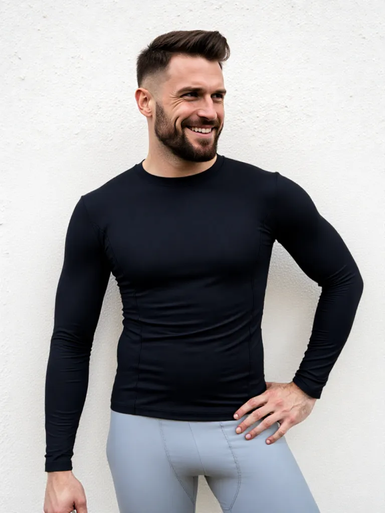 LICRA COREANA MANGA LARGA - CUELLO REDONDO (S, Celeste Cristal)