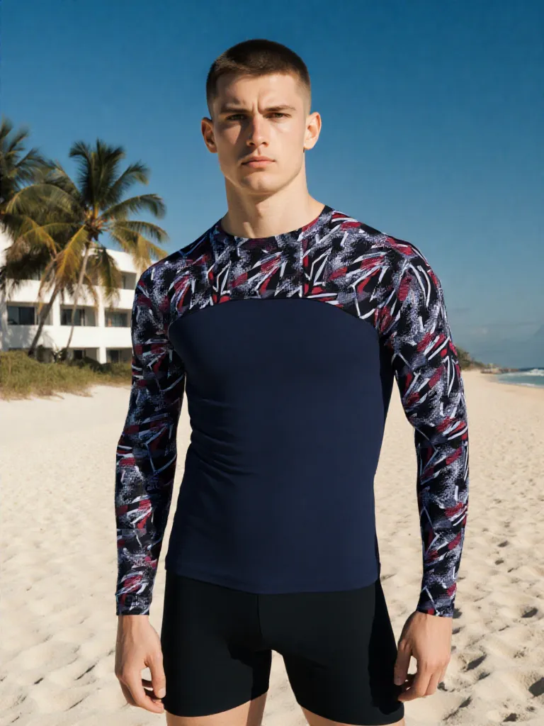 LICRA COREANA MANGA LARGA SUBLIMADO - CUELLO REDONDO (S, Plomo Rata, Pixel Frost)